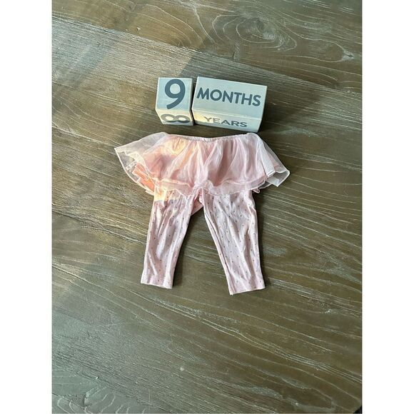 Carter’s tutu leggings sz 9 months  pink gold polka dots girls pants - Picture 1 of 4